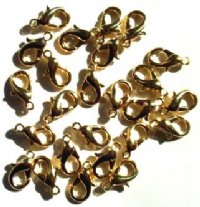 20 12mm Gold Plated Lobster Claw Clasps
